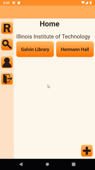 GIF demonstrating homepage, search features, and rooms page.